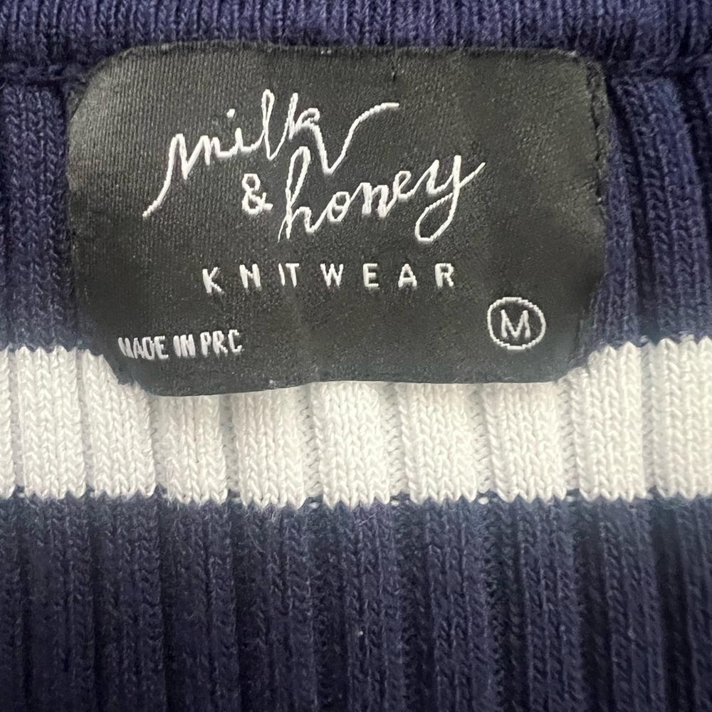 Milk And Honey Knitwear Blue And White striped Top Size M (0714) - Picture 5 of 13
